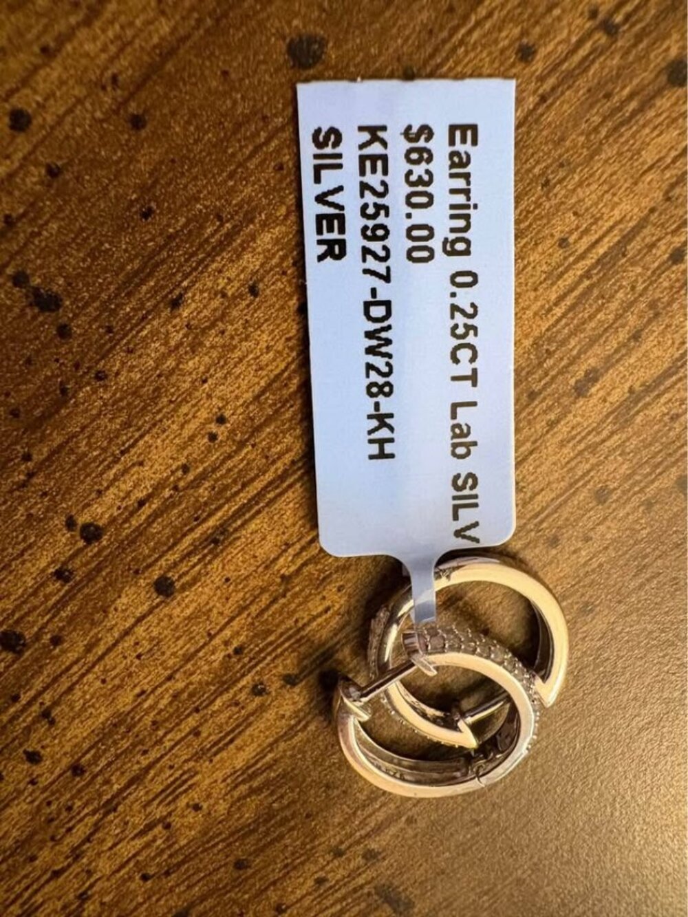 0.25CT Lab-Grown Diamond Silver Hoop Earrings